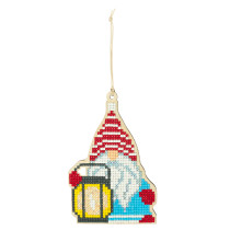 Кристальная ( алмазная) мозаика  " ФРЕЯ" ALVP- 005 подвеска " Гномик с фонариком" 13 х 8 см